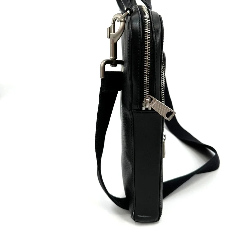 Jack Spade Black Leather Slim Briefcase Messenger Bag Laptop Bag Mens